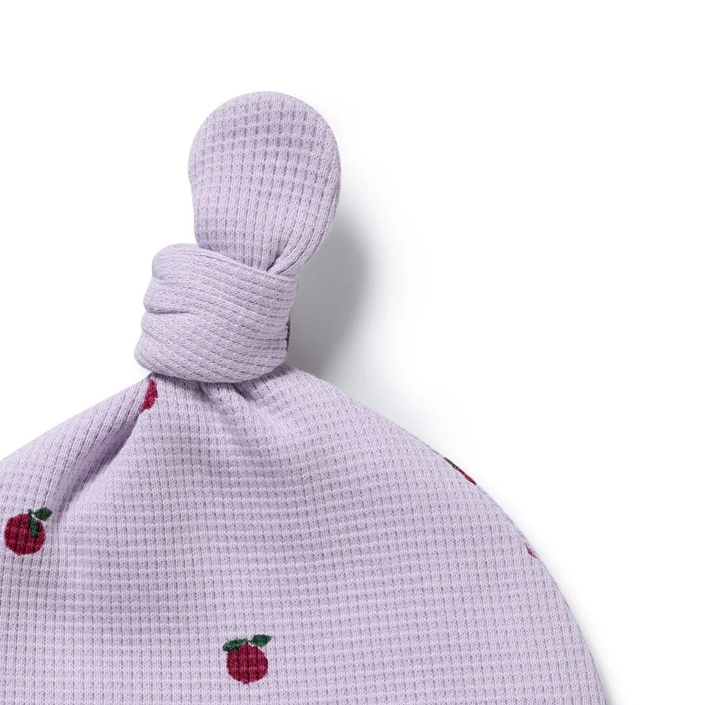Organic Waffle Knot Newborn Hat | Berry Plum