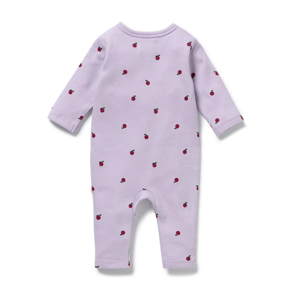 Organic Waffle Ruffle Zipsuit | Berry Plum