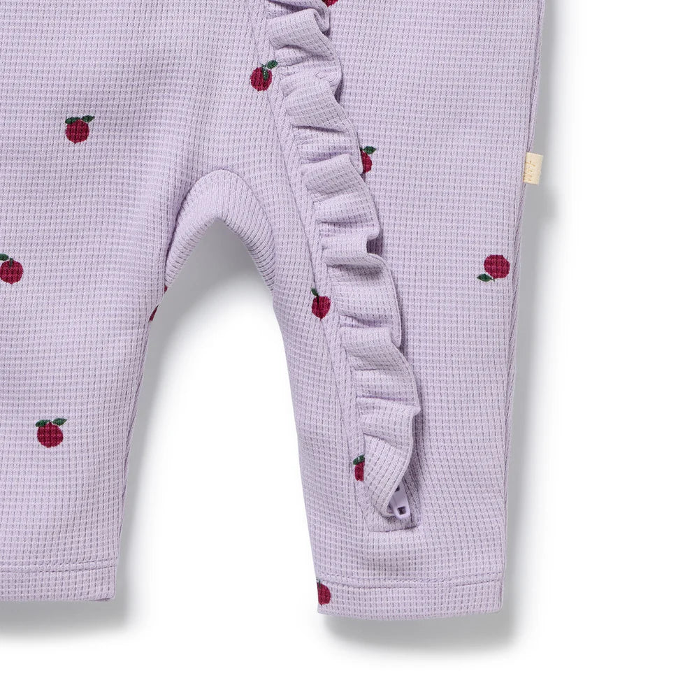 Organic Waffle Ruffle Zipsuit | Berry Plum