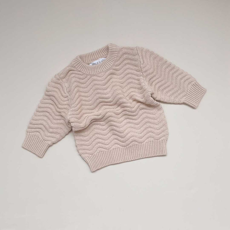 Wave Rib Knitted Sweater l Almond