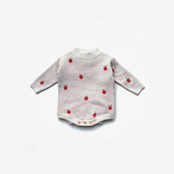 Jacquard Knit Romper l Apples