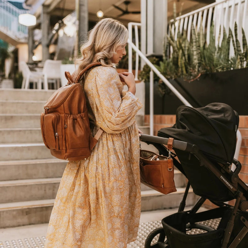 Nappy Backpack l Tan Faux Leather