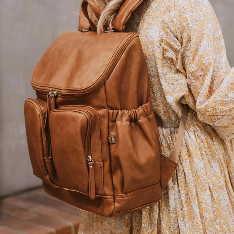 Nappy Backpack l Tan Faux Leather