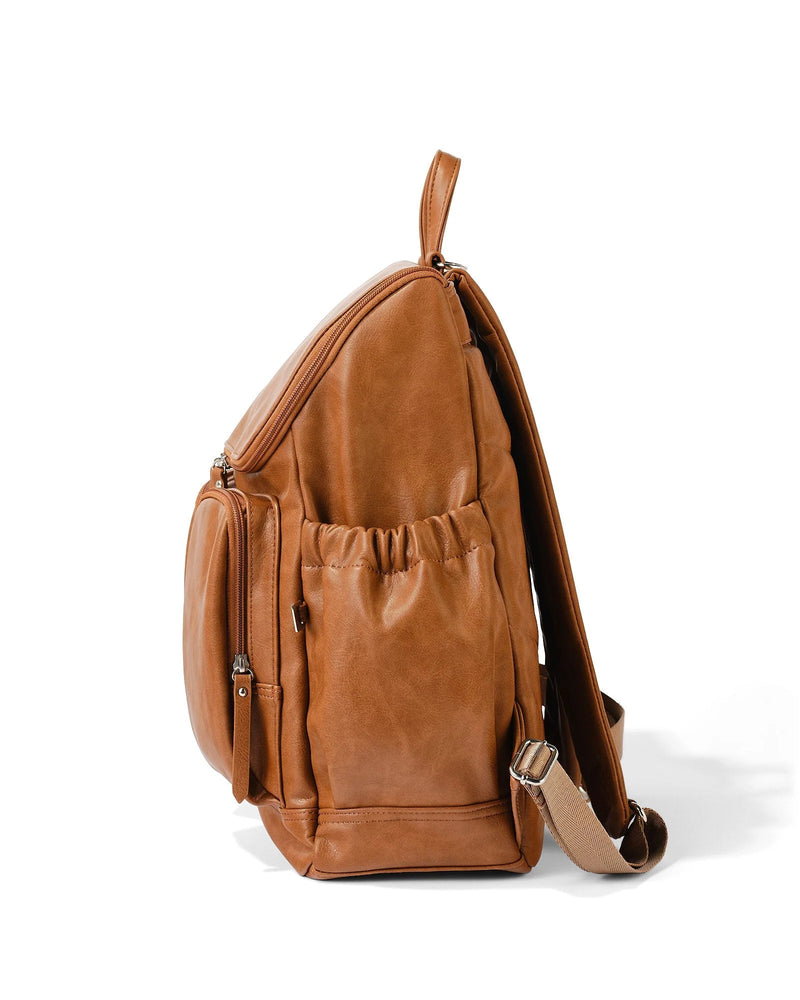 Nappy Backpack l Tan Faux Leather
