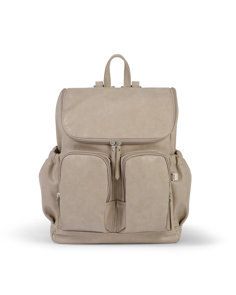 Nappy Backpack l Taupe Faux Leather