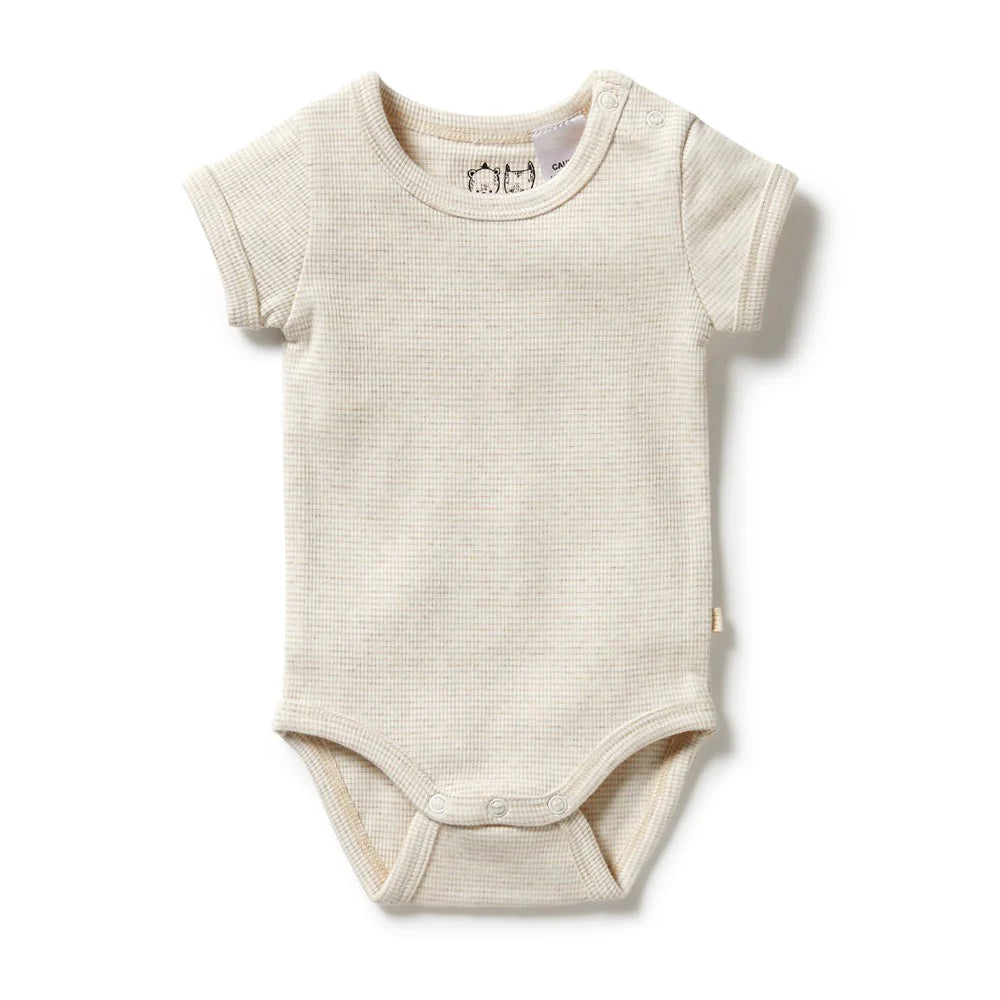 Organic Stripe Rib Bodysuit | Oatmeal