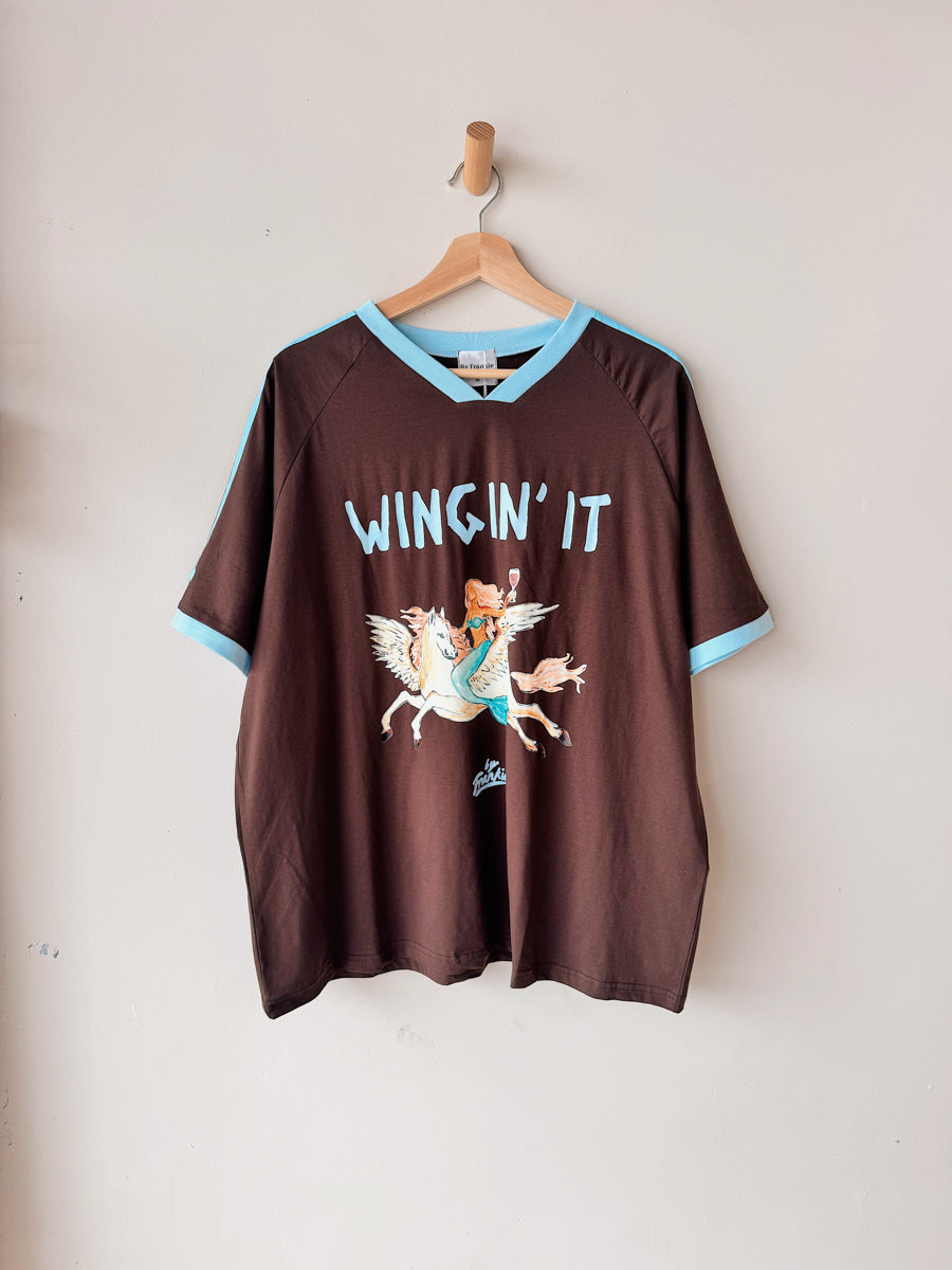 Womens SS Tee | Wingin' It Brown/Blue