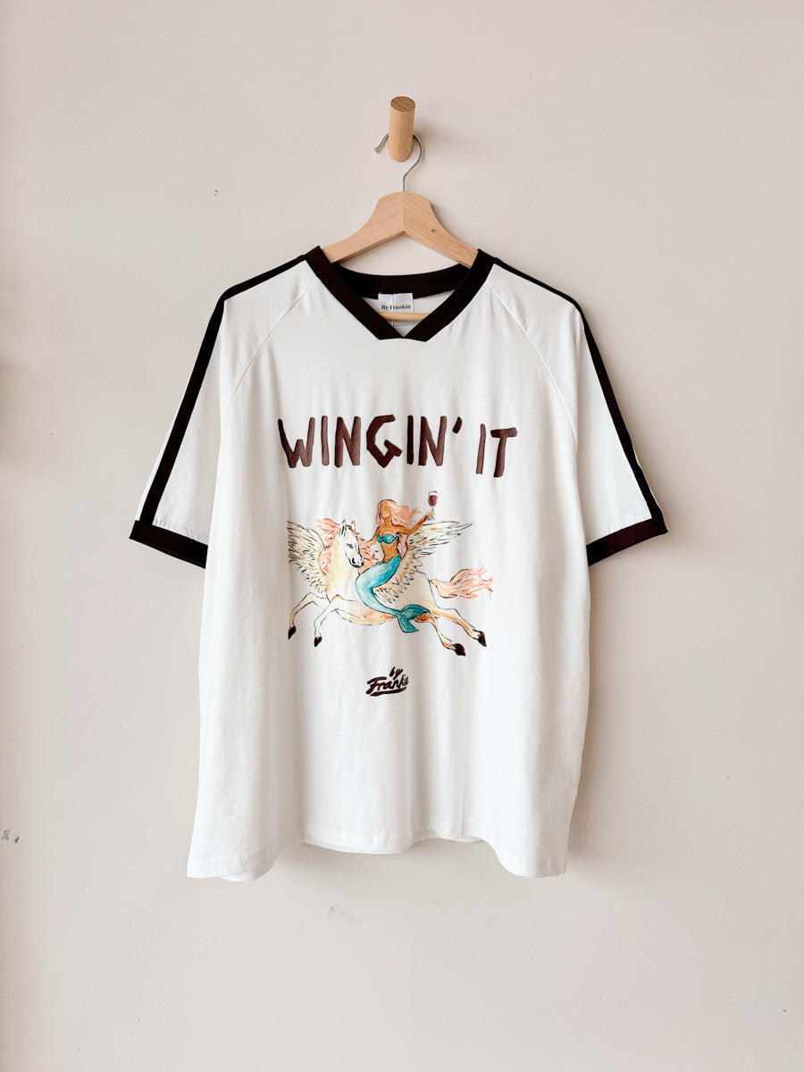Womens SS Tee | Wingin' It White/Choc