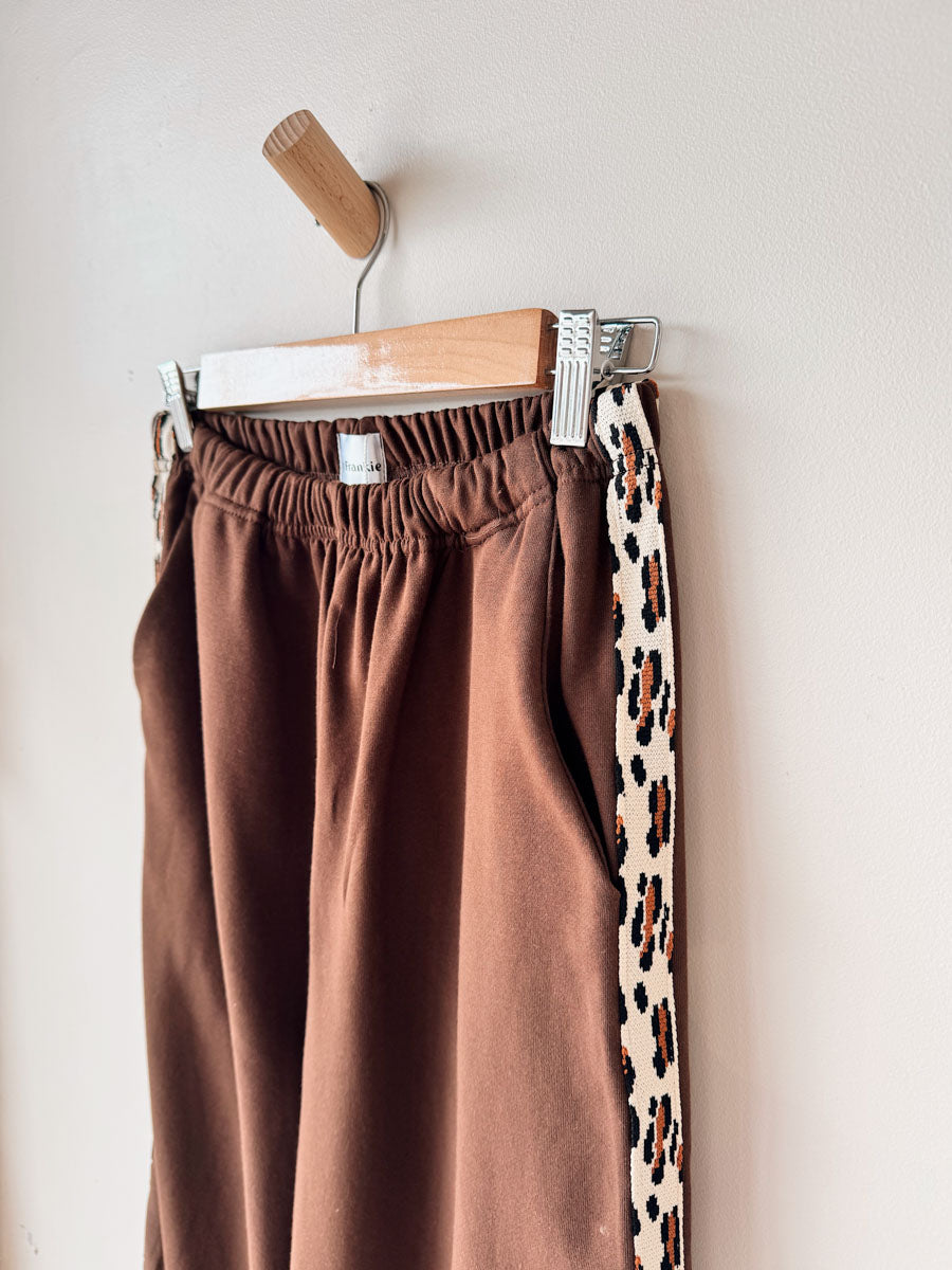 Women's Track Pants | Brown / Leopard Trim