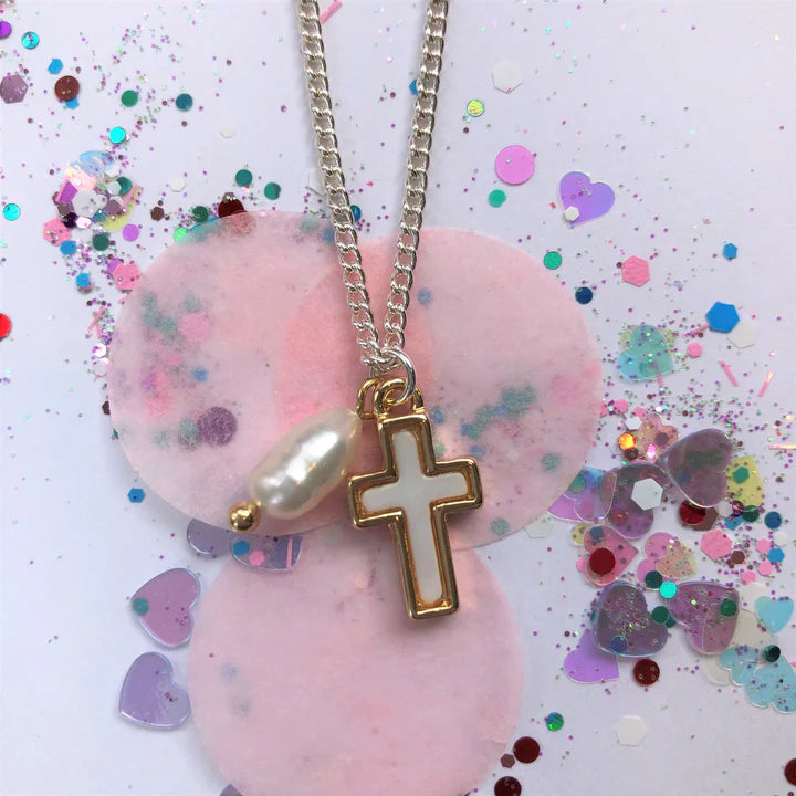 Kids Necklace | Cross Necklace with Freshwater Pearl