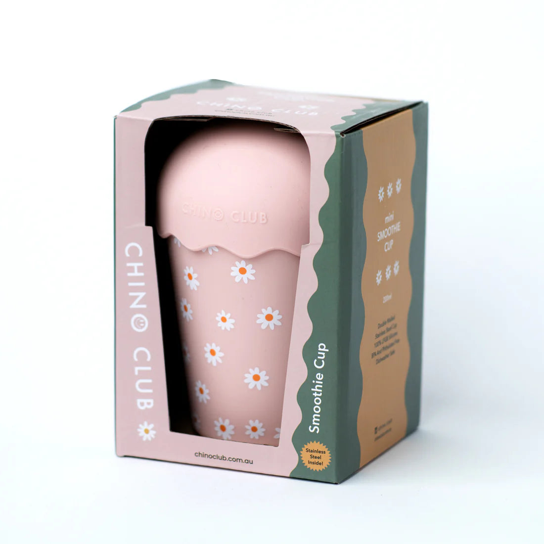 Mini Smoothie Cup & Straw | Pink Daisy