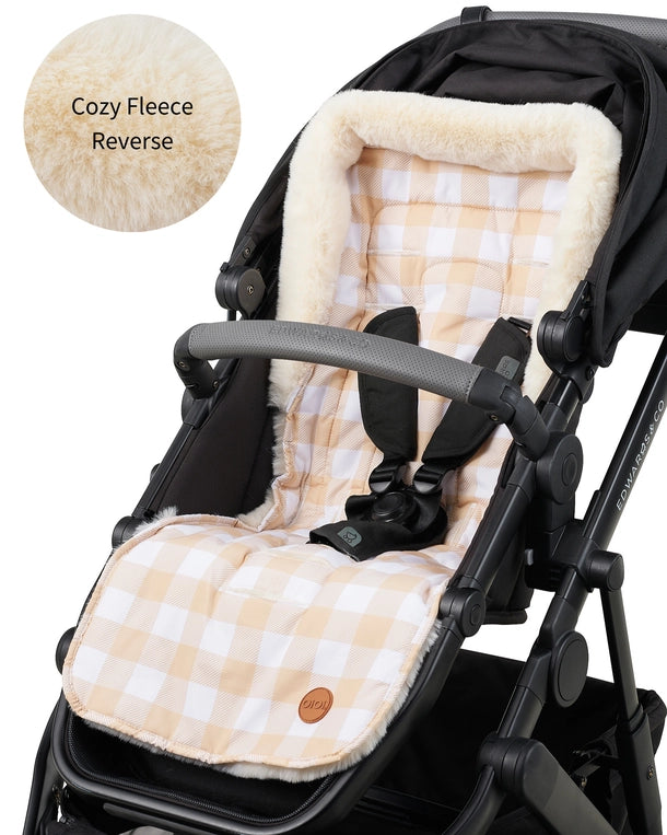 Cozy Fleece Pram Liner | Beige Gingham