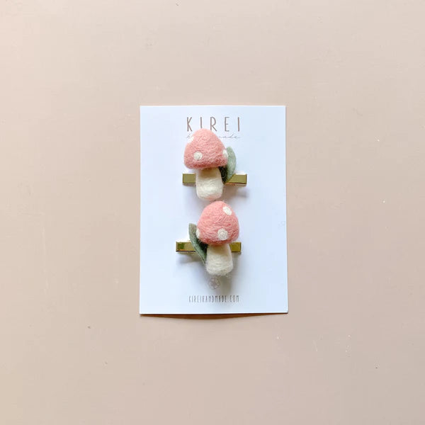 Alligator Clip | Pink Mushrooms | Set of 2