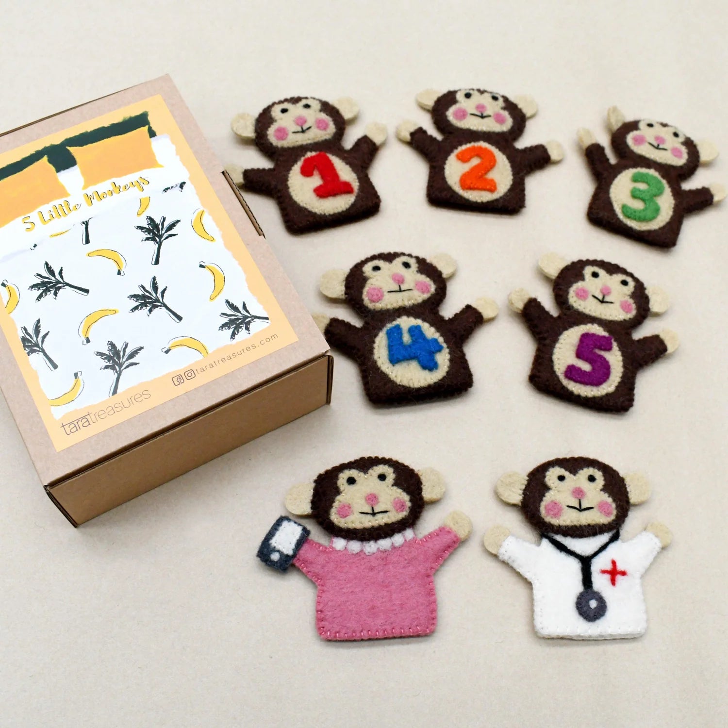 Felt Finger Puppets | 5 Little Monkeys