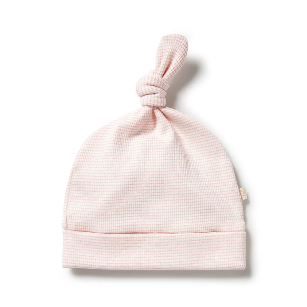 Organic Stripe Rib Knot Newborn Hat | Cantaloupe