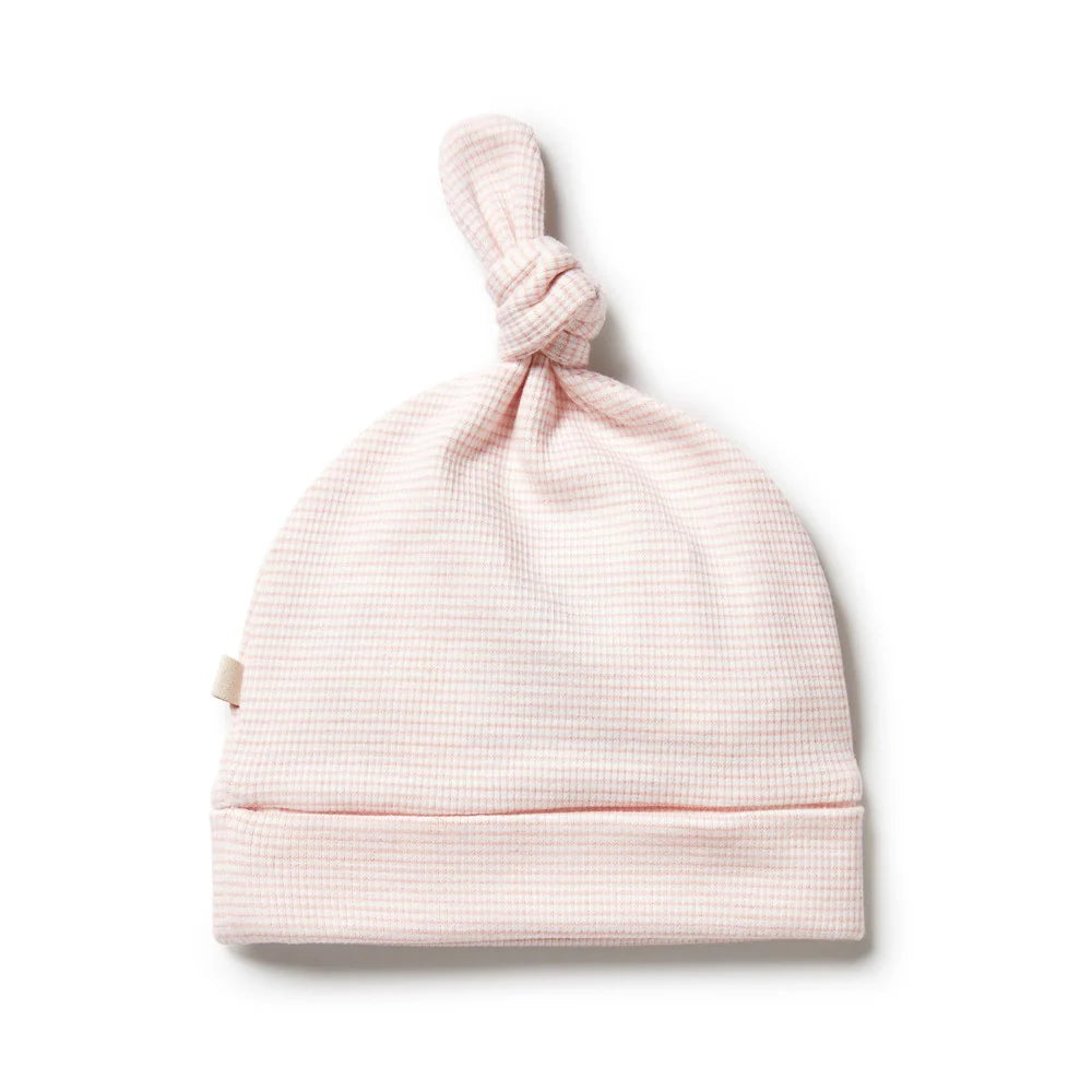 Organic Stripe Rib Knot Newborn Hat | Cantaloupe