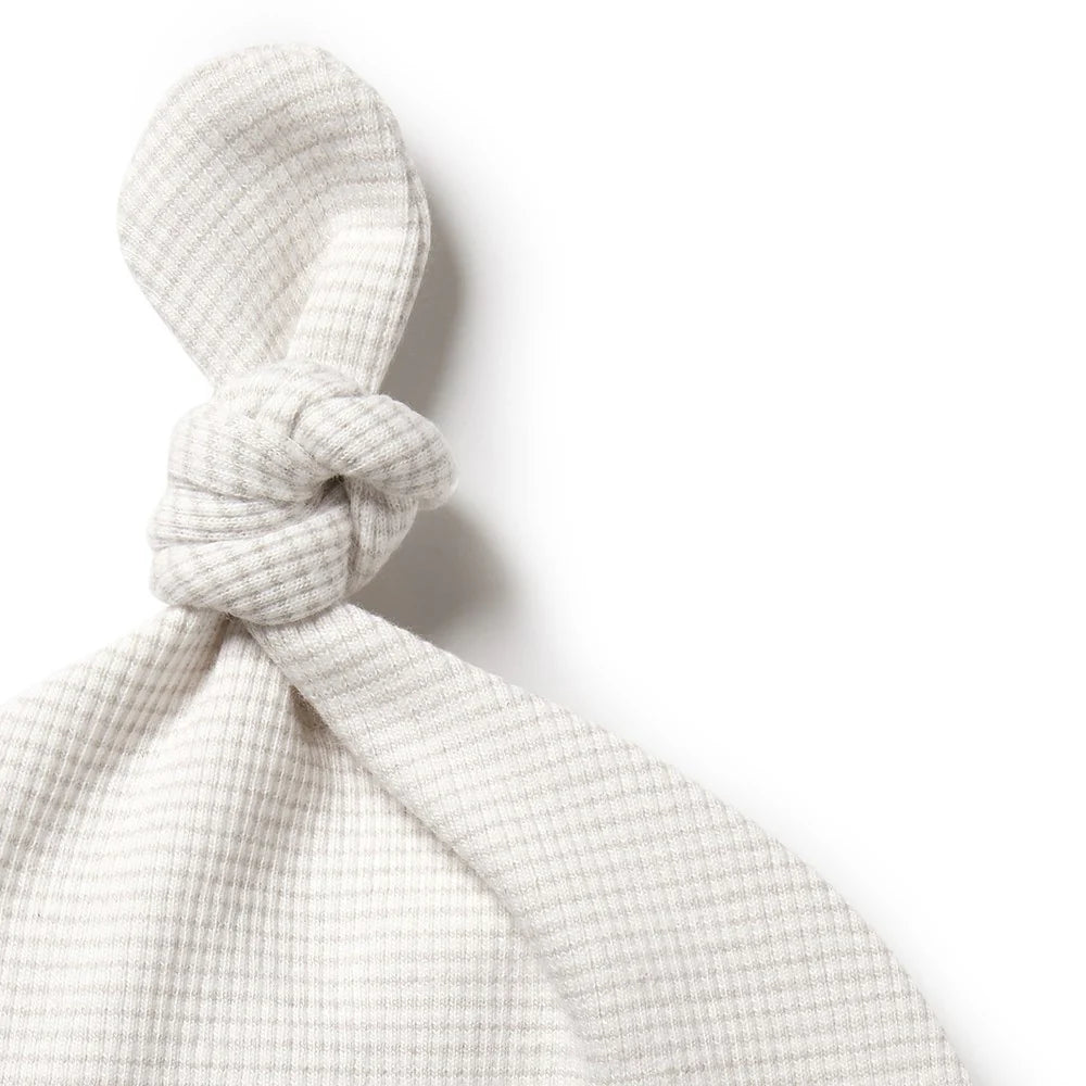 Organic Stripe Rib Knot Newborn Hat | Oatmeal