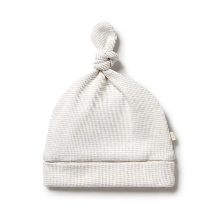 Organic Stripe Rib Knot Newborn Hat | Oatmeal