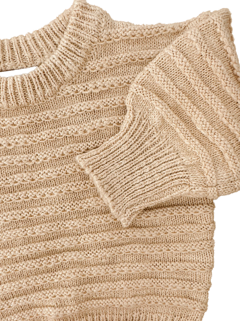 Textured Cotton Knitted Jumper l Wheat