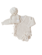 Cotton Knitted Kimono Romper | Coconut