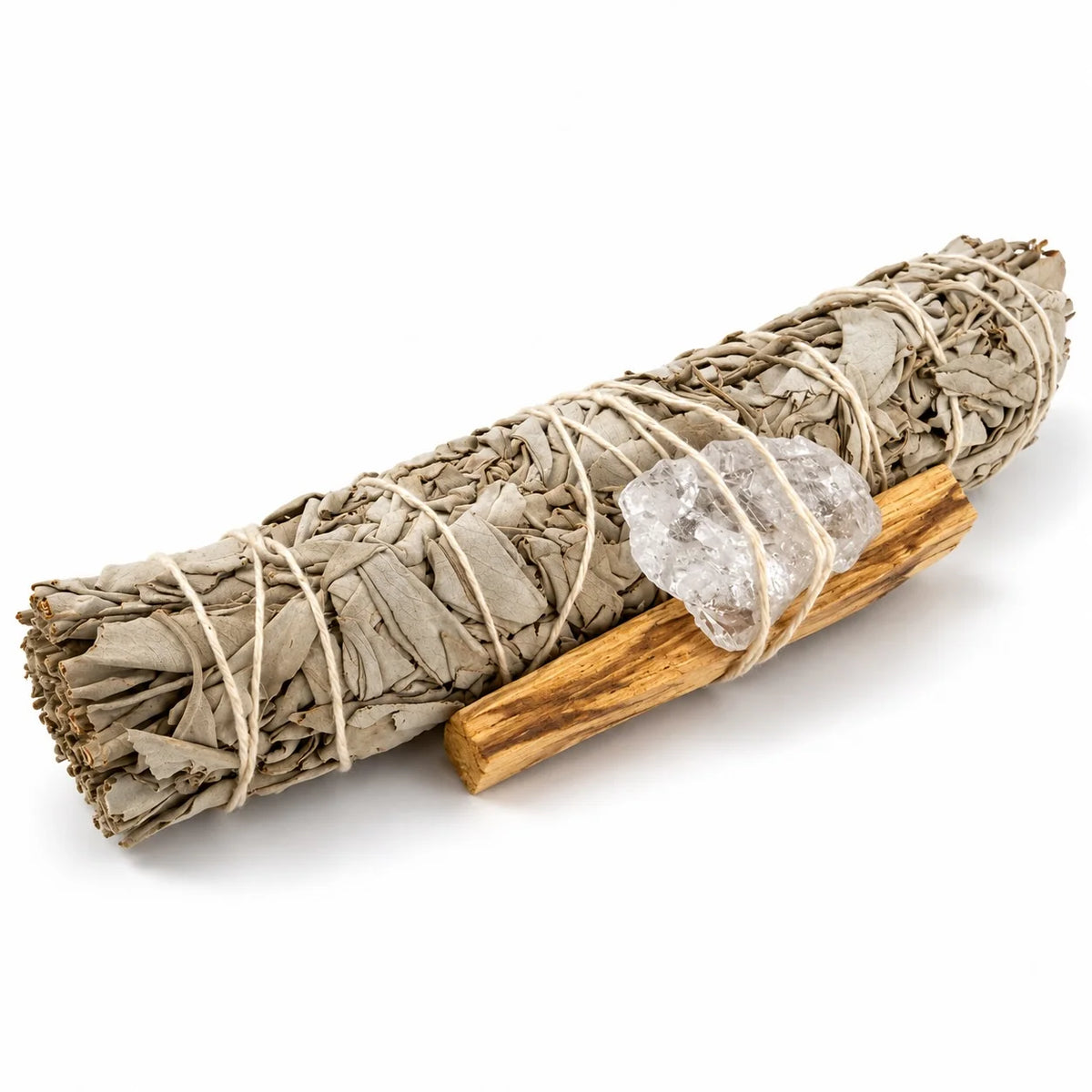 Large White Sage Smudge Stick Kit | Clear Quartz