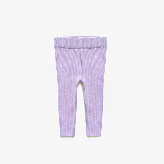 Organic Cotton Rib Knit Leggings l Lilac