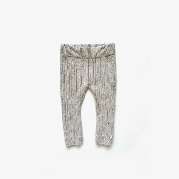 Organic Cotton Thick Knit Leggings l Oat Navy Fleck