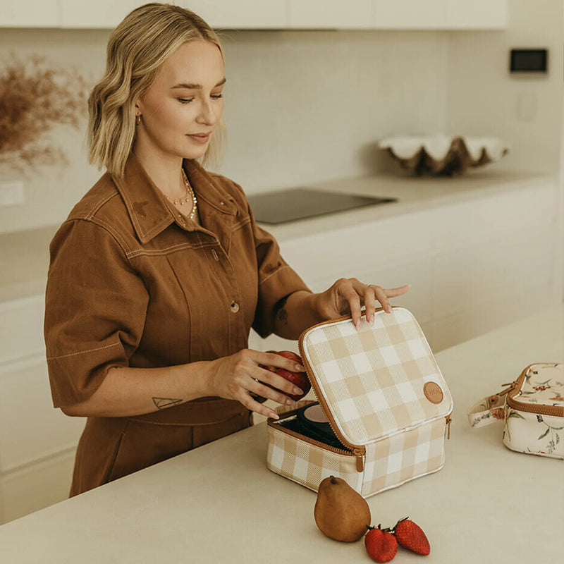 Mini Insulate Lunch Bag | Beige Gingham