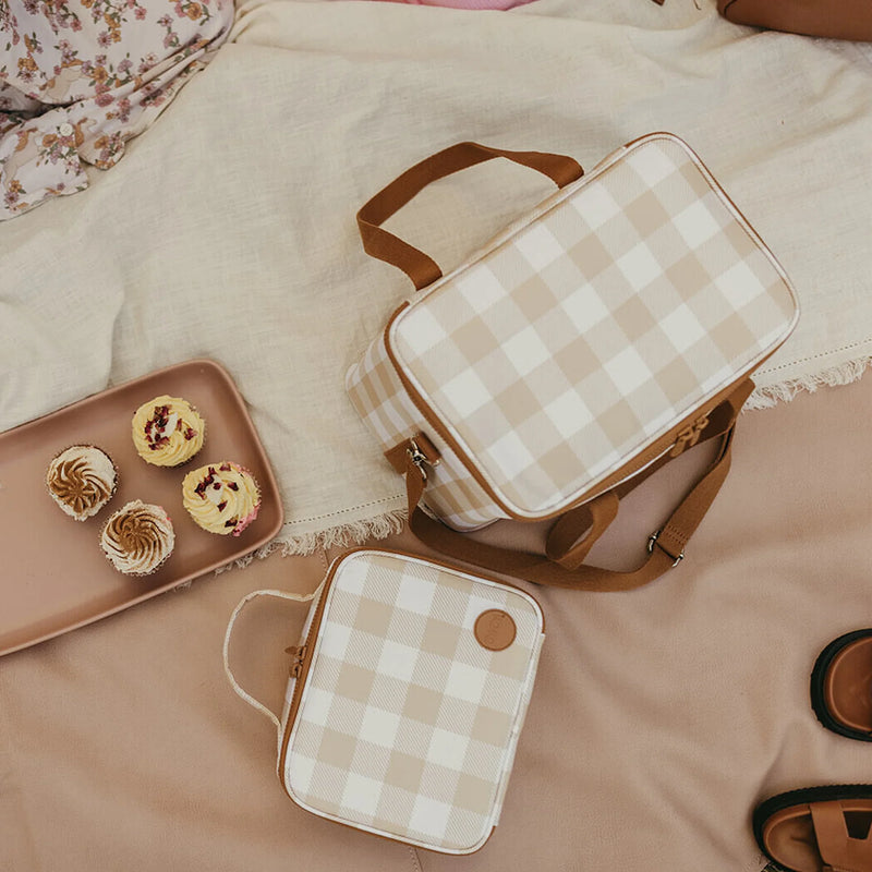 Mini Insulate Lunch Bag | Beige Gingham