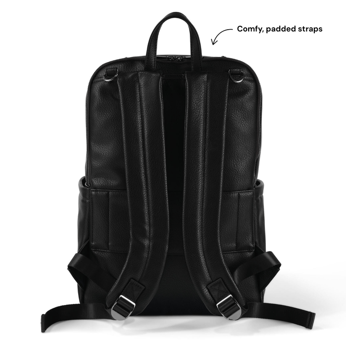 Multitasker Nappy Backpack | Black Faux Leather