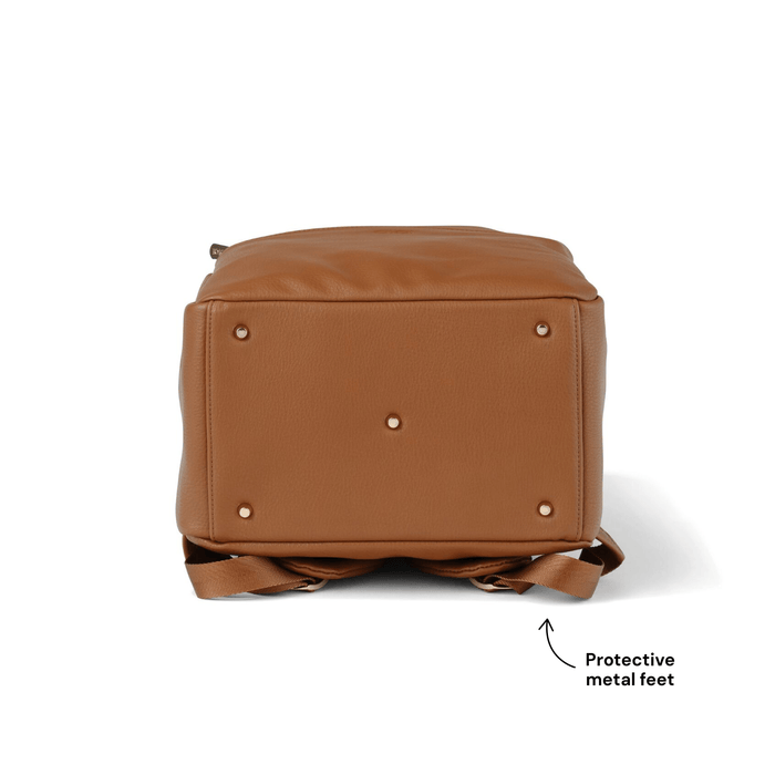 Multitasker Nappy Backpack | Chestnut Brown Faux Leather