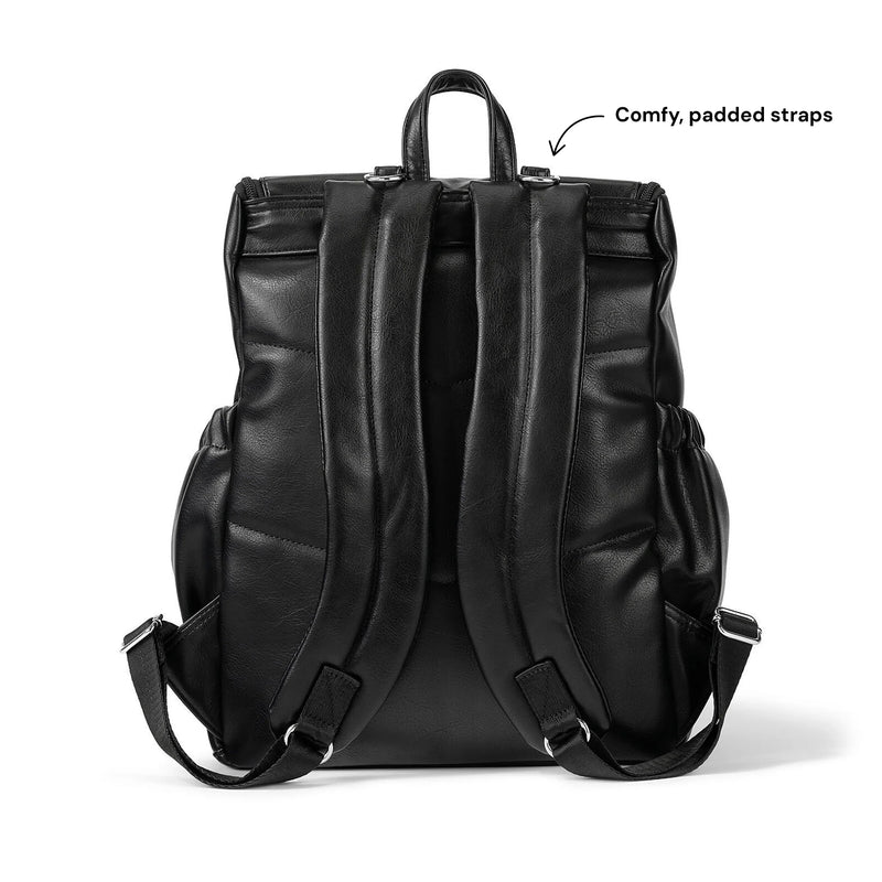 Nappy Backpack l Black Faux Leather