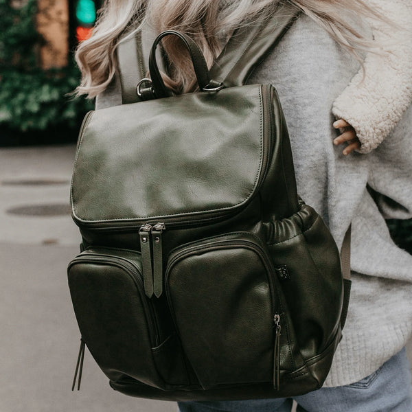 Nappy Backpack l Olive Faux Leather