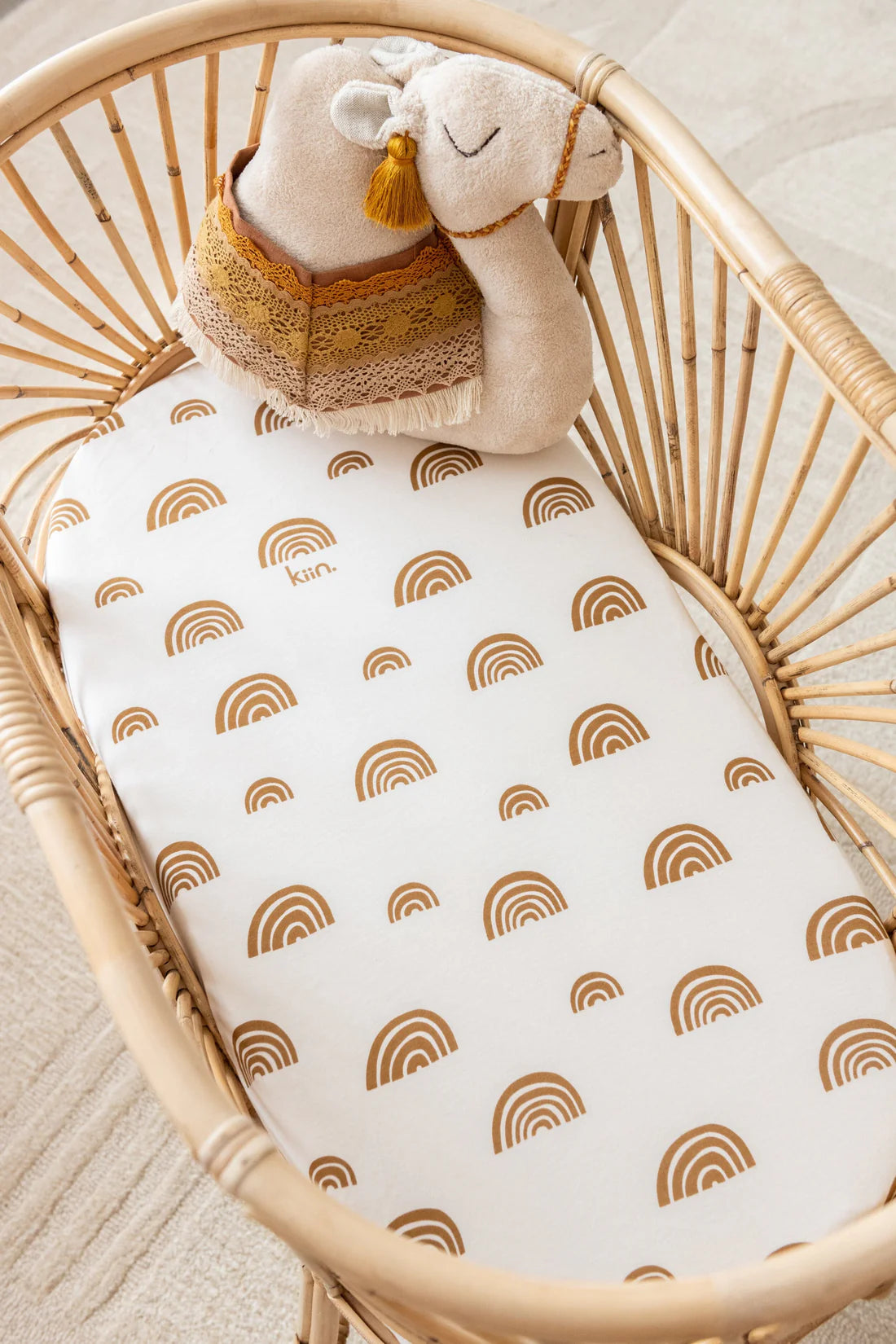 Organic Change Pad/Bassinet Sheet | Rainbow Ivory Umber