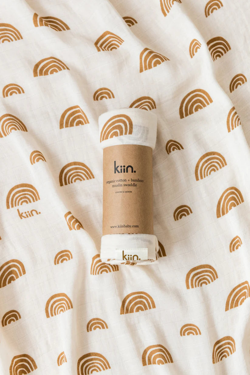 Organic Swaddle | Rainbow Ivory Umber