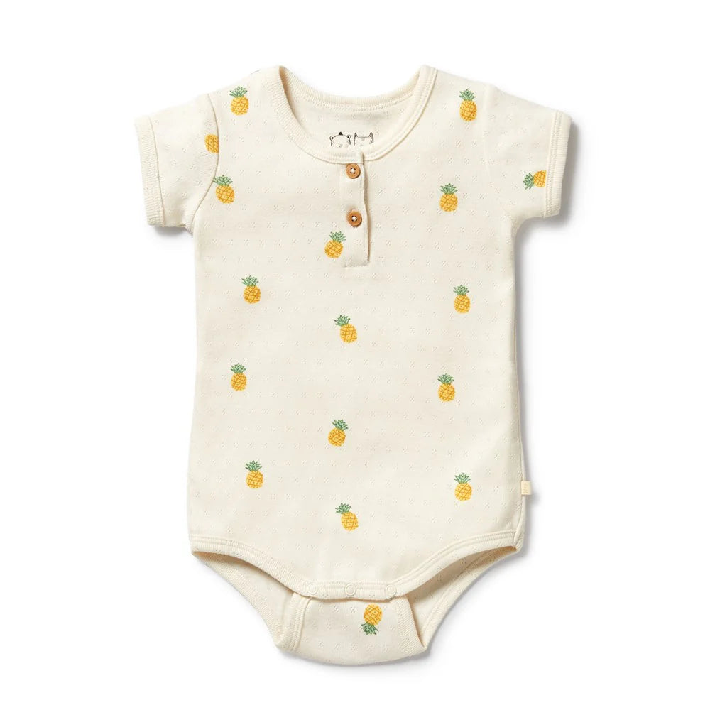 Organic Pointelle Henley Bodysuit | Piney Pals