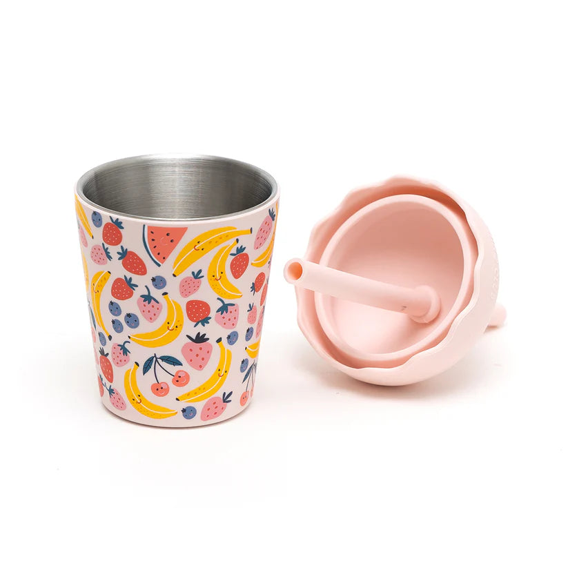 Mini Smoothie Cup & Straw | Fruits Pink