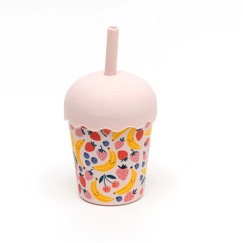 Mini Smoothie Cup & Straw | Fruits Pink