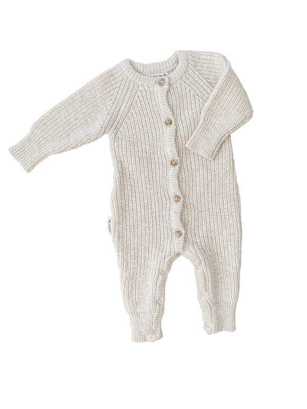Classic Cotton Knitted Romper l Coconut