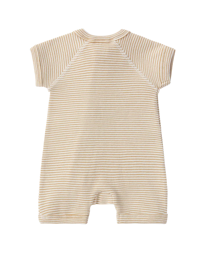 Organic Unisex Short Sleeve Zip Growsuit | Honey