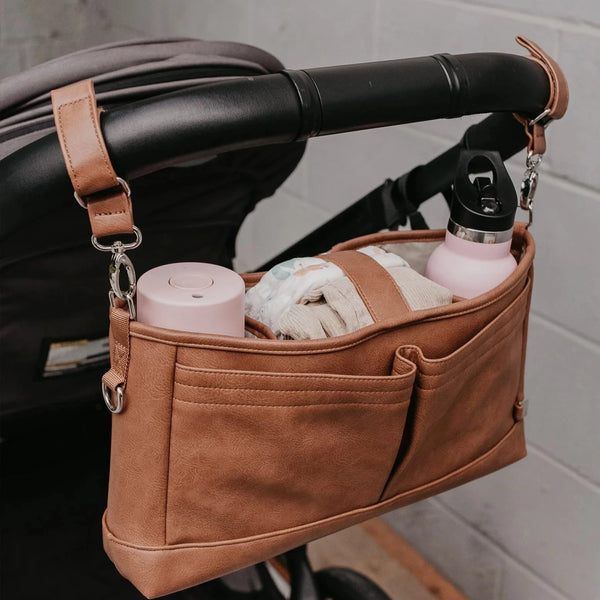 Pram Caddy l Tan Faux Leather