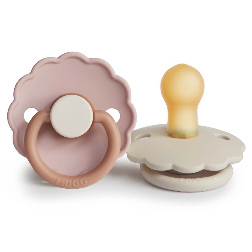 Round Latex 2-Pack Pacifiers | Daisy | Biscuit/Cream