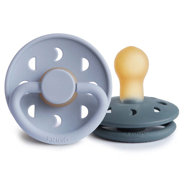 Round Latex 2-Pack Pacifiers | Moon Phase | Powder Blue/Slate