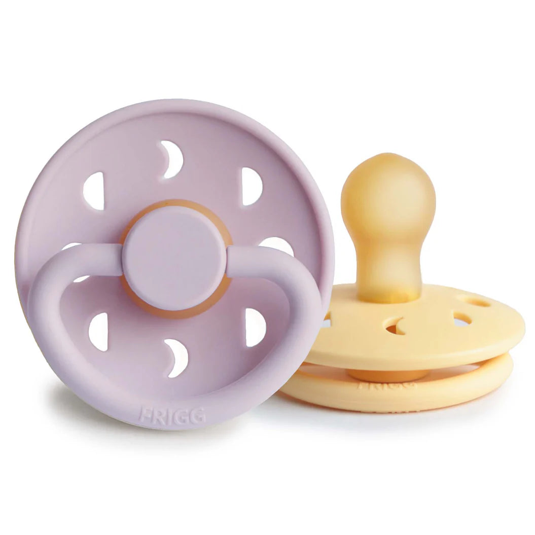 Round Latex 2-Pack Pacifiers | Moon Phase | Lilac/Daffodil