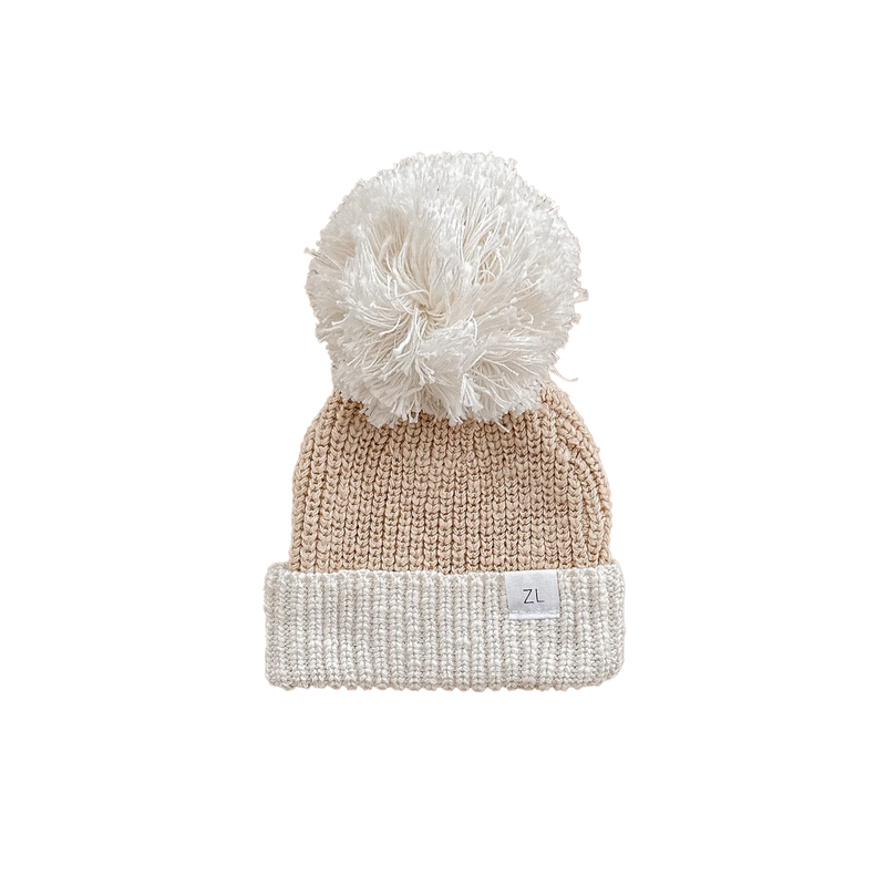 Two Tone Knitted Beanie l Wheat