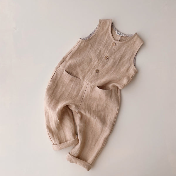 Charlie Unisex Linen Overalls | Kids | Biscotti