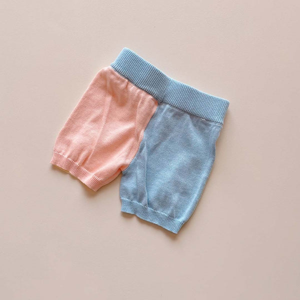 Pastel Colour Block Cotton Knit Shorts
