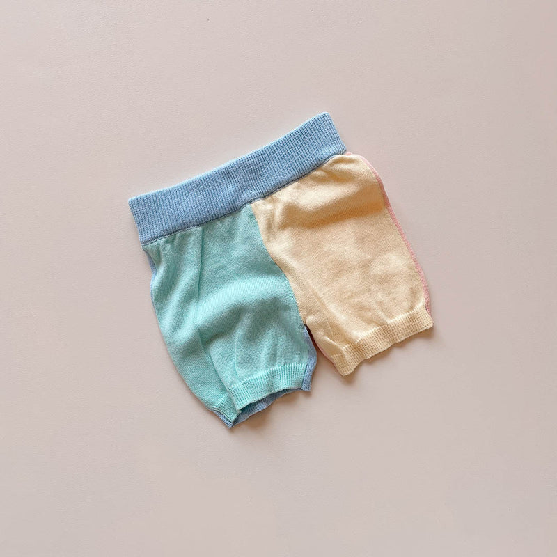 Pastel Colour Block Cotton Knit Shorts