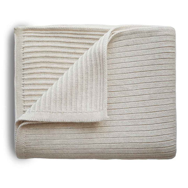 Organic Knitted Baby Blanket | Ribbed Beige