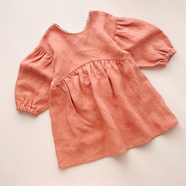 Lucia Reversible Linen Dress | Peach